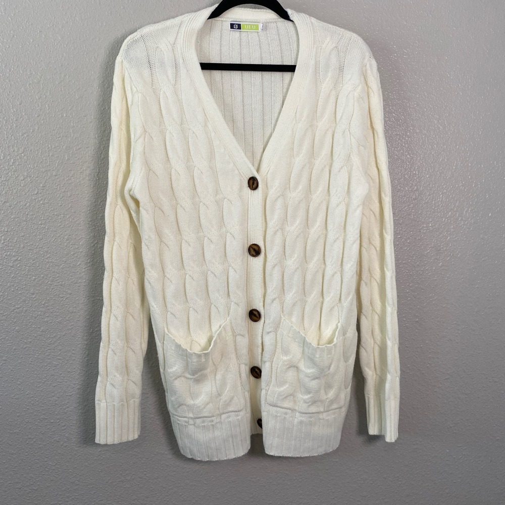 White Cable Knit Sweater XXL 100% Acrylic Preppy Old Money Fisherman Minimalist